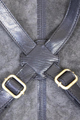 2x Pierre Cardin Professional Leather Apron Butcher Woodwork Barber Chef - Black - Top-Down View