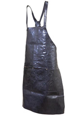 2x Pierre Cardin Professional Leather Apron Butcher Woodwork Barber Chef - Black - Close-Up Angle