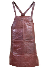 Pierre Cardin Professional Leather Apron Butcher Woodwork Hairdressing Barber Chef - Chestnut - 45-Degree Angle
