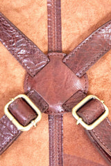 Pierre Cardin Professional Leather Apron Butcher Woodwork Hairdressing Barber Chef - Chestnut - Close-Up Angle