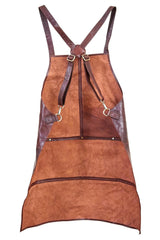 2x Pierre Cardin Professional Leather Apron Butcher Woodwork Barber - Chestnut - Top-Down View