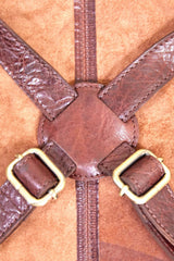 2x Pierre Cardin Professional Leather Apron Butcher Woodwork Barber - Chestnut - 45-Degree Angle