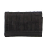 Pierre Cardin Black Leather Ladies Tri-Fold Wallet with Stitch Design - Side View