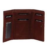 Pierre Cardin Womens Leather Wallet Stich Design Large Tri-Fold in Tan Brown - Front View