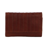 Pierre Cardin Womens Leather Wallet Stich Design Large Tri-Fold in Tan Brown