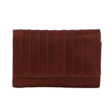 Pierre Cardin Womens Leather Wallet Stich Design Large Tri-Fold in Tan Brown - Side View
