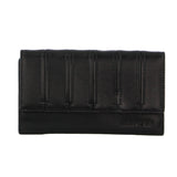 Pierre Cardin Women's Black Leather RFID Tri-Fold Wallet with Multiple Compartments - Side View
