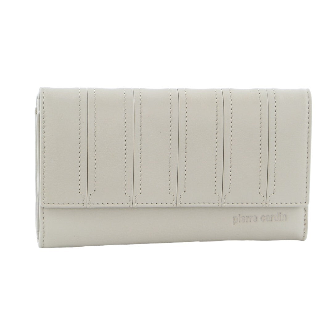 Pierre Cardin Women's Bone Leather RFID Tri-Fold Wallet with Multiple Compartments