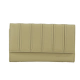 Pierre Cardin Stitch Design Leather Ladies Tri-Fold Wallet in Sand - Side View