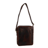 Pierre Cardin Rustic Leather Busines Cross Body Bag for iPad Tablet - Tan - Front View