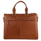 Pierre Cardin Mens Leather Briefcase Business Bag Shoulder 15" Laptop Tote - Tan
