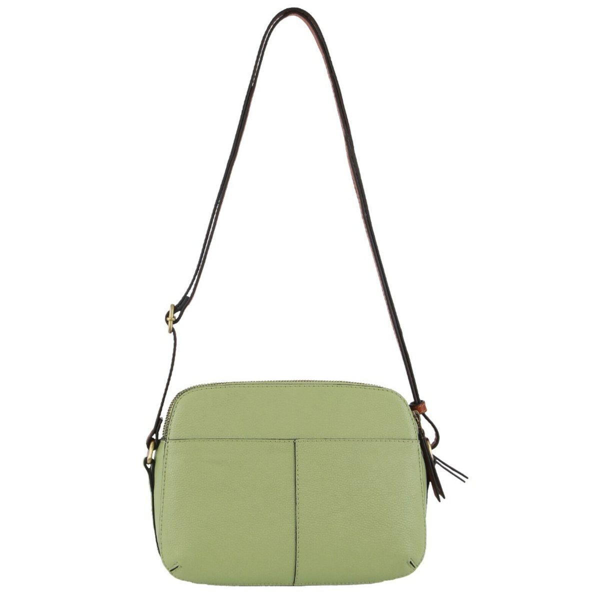 Pierre Cardin Leather Cross Body Bag Dual Zip Strap Shoulder Clutch in Jade
