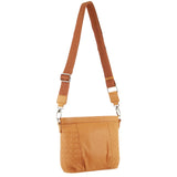 Pierre Cardin Leather Crossbody Bag w/ Shoulder Strap in Apricot - Front View