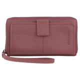Pierre Cardin Womens Leather Zip Around Wallet RFID Blocking w/ Wristlet in Rose - Front View