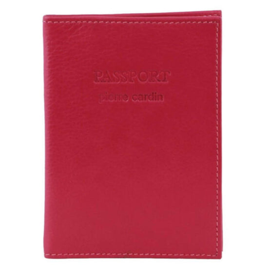 Pierre Cardin Slim Leather Passport Travel Wallet Holder RFID Case Cover - Fuschia
