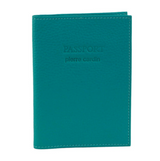 Pierre Cardin Slim Leather Passport Wallet Holder RFID Case Cover - Turquoise - Front View