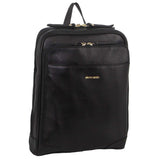 Pierre Cardin Rustic Womens Leather Backpack Bag Handbag Back Pack Travel - Black - Front View