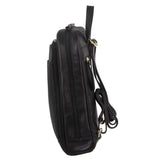Pierre Cardin Rustic Womens Leather Backpack Bag Handbag Back Pack Travel - Black