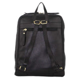 Pierre Cardin Rustic Womens Leather Backpack Bag Handbag Back Pack Travel - Black - Top-Down View