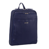 Pierre Cardin Rustic Womens Leather Backpack Bag Handbag Back Pack Travel - Navy - Front View