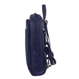 Pierre Cardin Rustic Womens Leather Backpack Bag Handbag Back Pack Travel - Navy - Top-Down View