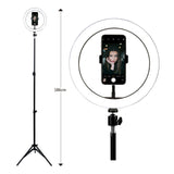 Adjustable LED Selfie Ring Light with Tripod and Phone Holder for Streaming and Makeup - Rear View