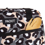 PACKIT Freezable Ice Lunch Bag Tote Food Storage Camping Travel Tiger - Wild Leopard - Rear View