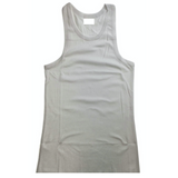 Mens PLAIN SINGLET 100% Cotton Blank Slim Tank Top Gym Basic Casual S-3XL - White - 3XL - Front View
