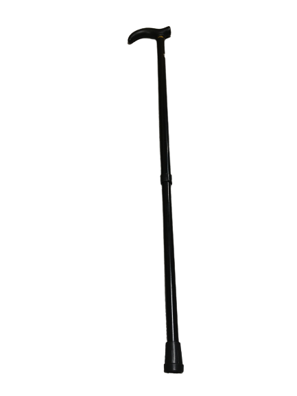 Metal WALKING STICK Travel Extendable Pole Compact Adjustable Lightweight - Black