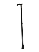 Metal WALKING STICK Travel Extendable Pole Compact Adjustable Lightweight - Black - Top-Down View