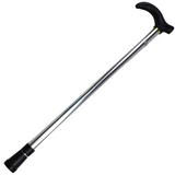 Metal WALKING STICK Travel Extendable Pole Compact Adjustable Lightweight - Silver - Front View