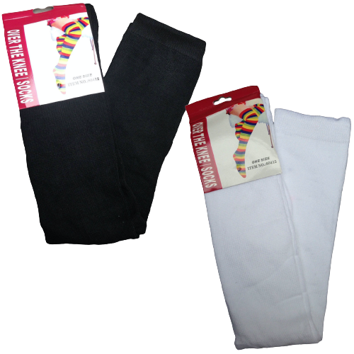Chic Black and White Over The Knee Socks - 2 Pairs for Women