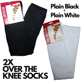 Chic Black and White Over The Knee Socks - 2 Pairs for Women