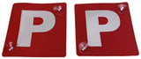 2x RED P PLATES Suction Probationary Car Window Signs for VIC/WA (Victoria & Western Australia) - Top-Down View