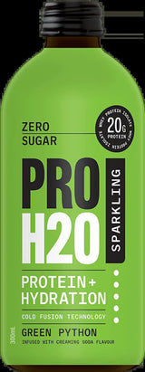 PRO H20 Sparkling 20g Protein Hydration Drink Zero Sugar Hydrate - Green Python - Front View