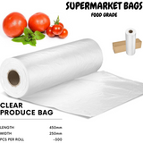 6 Produce Rolls Bags Heavy Duty Food Grade Freezer Supermarket Bag Gusset - Low Angle