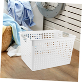 24x Premium Plastic Storage Basket Bulk w/ Grip Handles 27*18*14cm - Side View