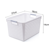24x Premium Plastic Storage Basket Bulk w/ Grip Handles 27*18*14cm - 45-Degree Angle