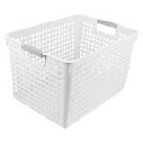 24x Premium Plastic Storage Basket Bulk w/ Grip Handles 31*22*17.8cm - Front View