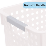 16x Premium Plastic Storage Baskets Bulk w/ Grip Handles 39.5*20.5*19.5cm - 45-Degree Angle