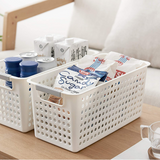 16x Premium Plastic Storage Baskets Bulk w/ Grip Handles 39.5*20.5*19.5cm - Rear View