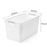 16x Premium Plastic Storage Baskets Bulk w/ Grip Handles 39.5*20.5*19.5cm - Close-Up Angle