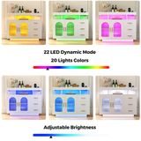 Buffet Sideboard Cabinet With RGB LED Light and Charging Station Console Coffee Bar White