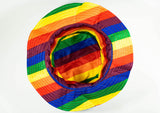 Rainbow Terry Towelling Bucket Hat Gay Lesbian Mardi Gras Party Cap LGBT - Reversible - X-Large (60cm) - Low Angle