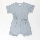 Cotton Ribbed Romper for Babies & Toddlers - Capri Blue - 3-6 Months - Front View