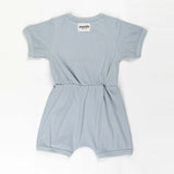Cotton Ribbed Romper for Babies & Toddlers - Capri Blue - 3-6 Months - Top-Down View