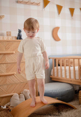Ponchik Babies + Kids - Ribbed Cotton Romper - Daisy - 12-18 months - Top-Down View