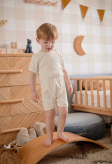 Ponchik Babies + Kids - Ribbed Cotton Romper - Daisy - 12-18 months - 45-Degree Angle
