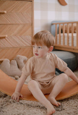 Sugar Cookie Ribbed Cotton Romper for Babies & Kids - 3-6 Months - Top-Down View