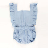 Capri Blue Ruffle Back Romper for Babies & Kids - 3 Years - Front View